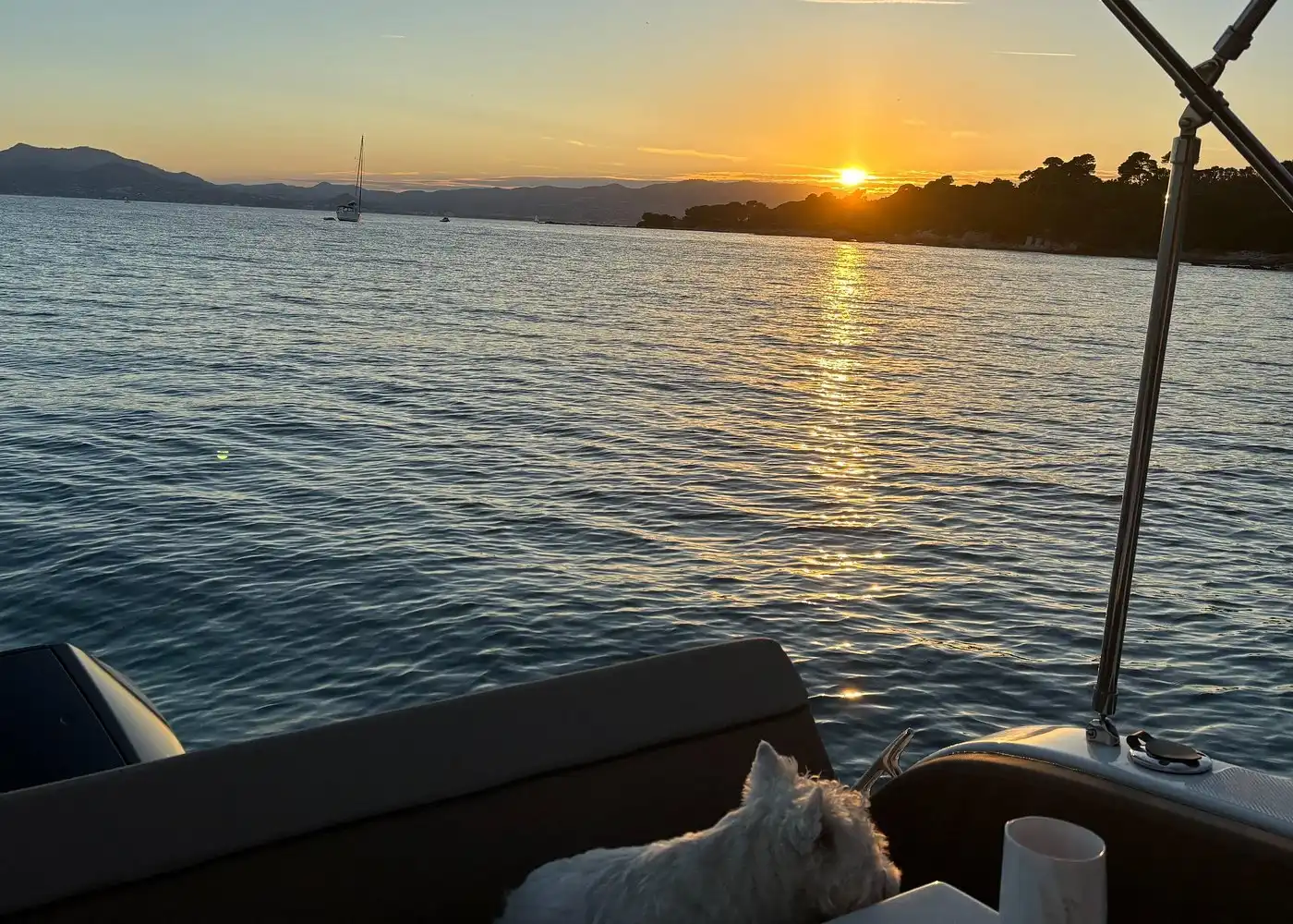 Relaxing on board with coastal views